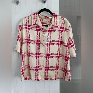 NWT Marni x Uniqlo Women’s Oversized Open Collar Short-Sleeve Crop Shirt, Size M